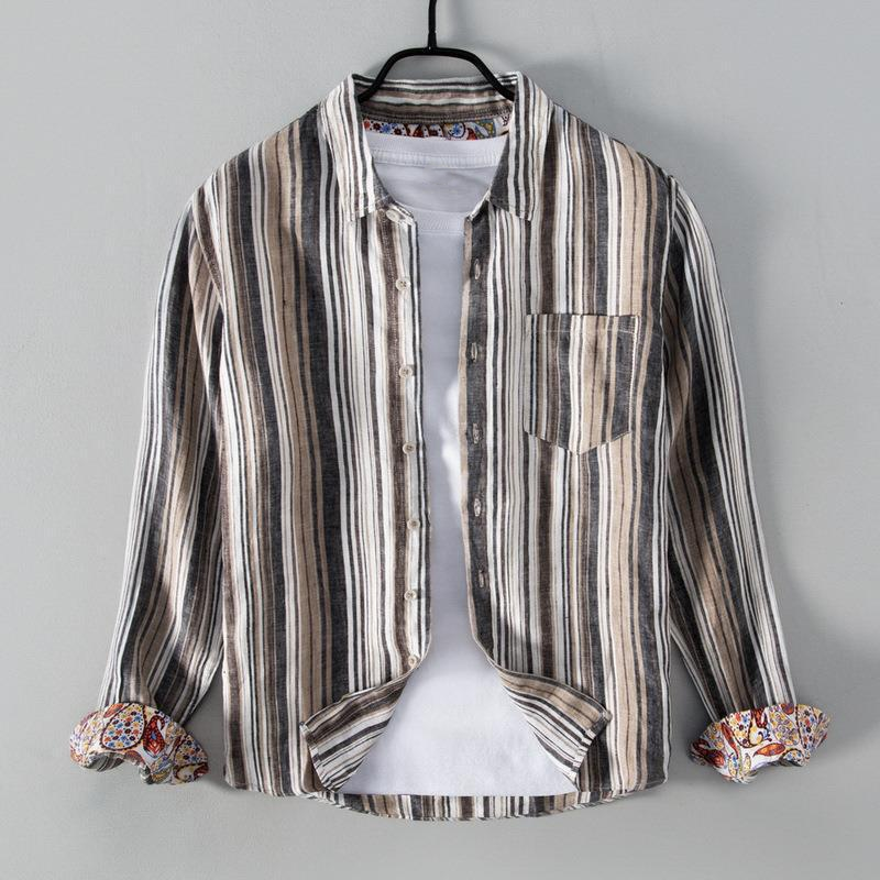 LUCIANNO PINSTRIPE LINEN SHIRT