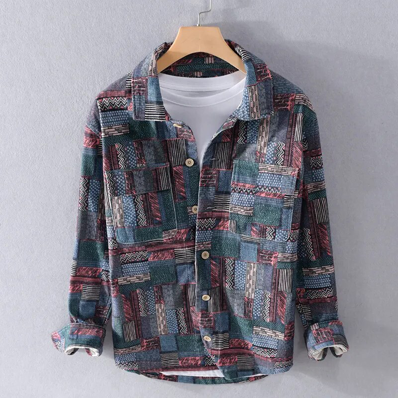 LUCIANNO PATCHWORK FLANNEL SHIRT