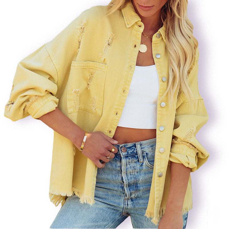 Custom Yellow Colored Casual Long Sleeve Denim Motorcycle Jacket for Women  - China Women Jacket and Women Denim Jacket price | Made-in-China.com