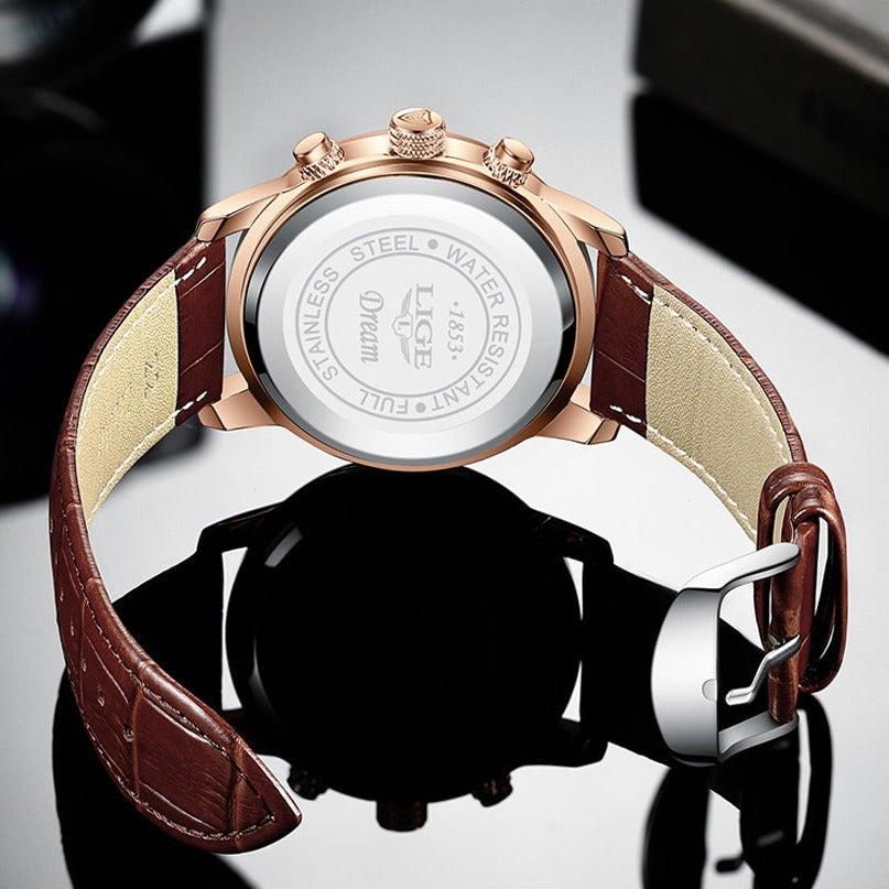 Lige Luxe Leather Watch