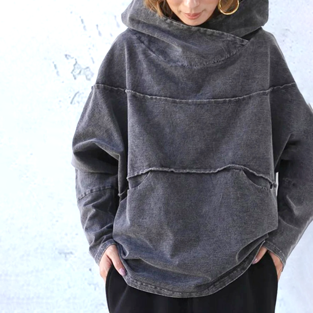 Loralie Comfy Denim Hooded Sweater