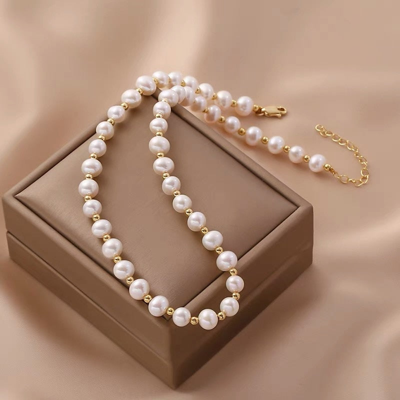 Calienne Freshwater Pearl Charm Necklace