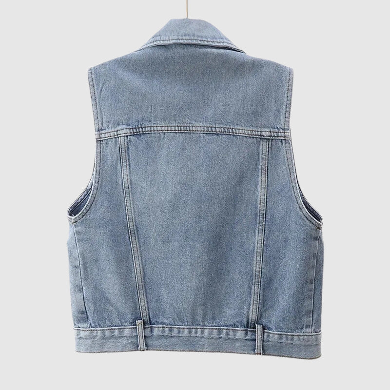 Anabelle Intricate Pearl Denim Vest