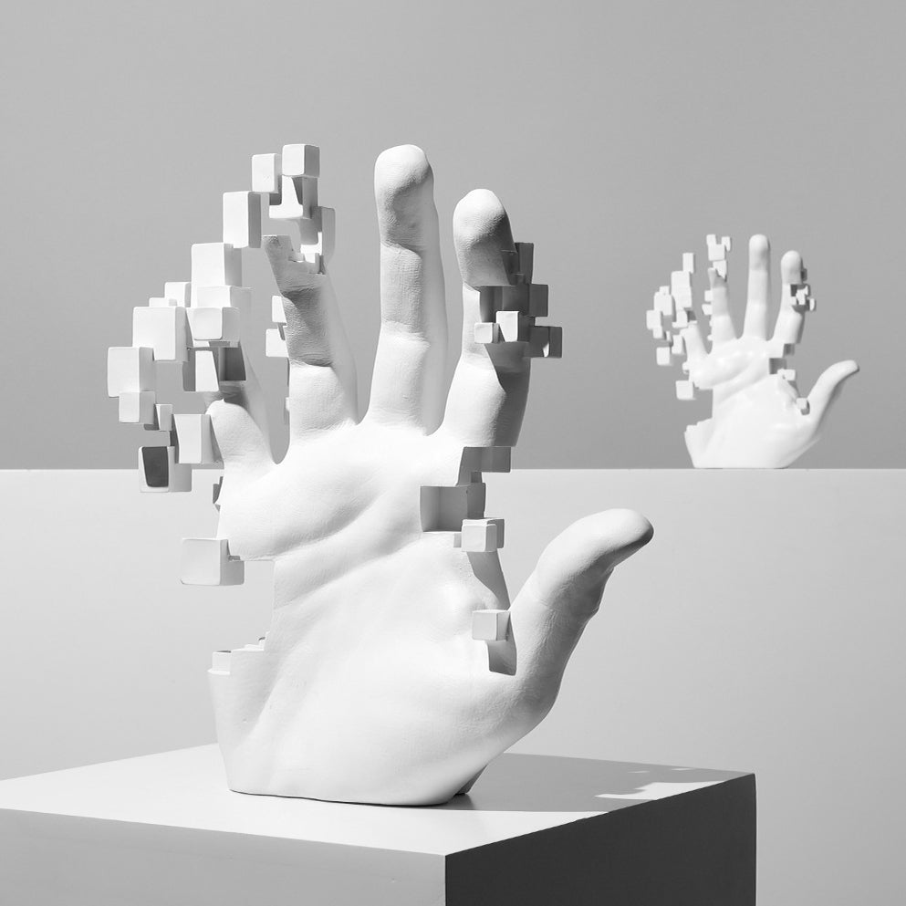 Intricate Pixelated Hand Sculpture